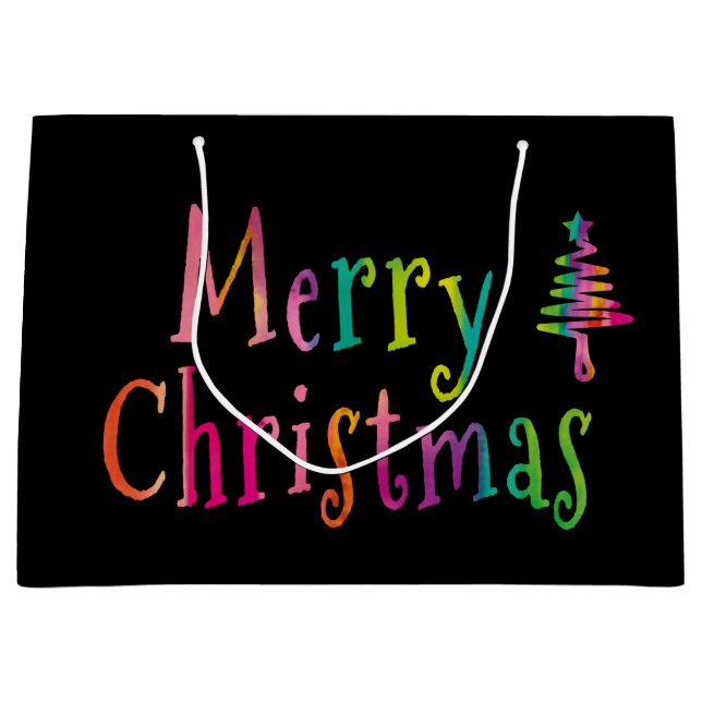 Merry Christmas Colorful Large Gift Bag (Front)