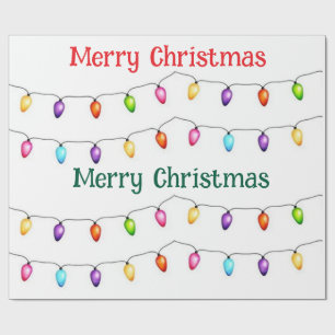 Merry Christmas Colorful Lights Wrapping Paper