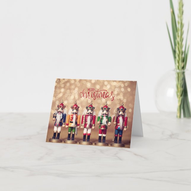 Merry Christmas Colorful Nutcrackers  Card (Front)