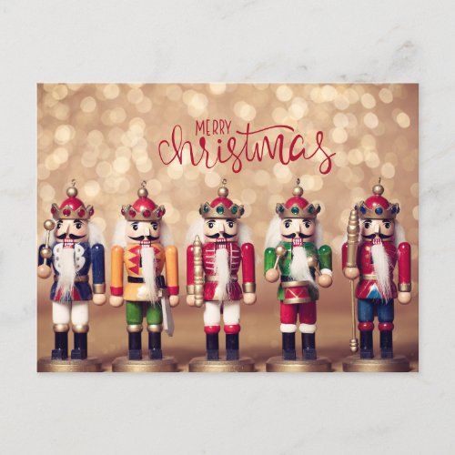 Merry Christmas Colorful Nutcrackers  Holiday Postcard