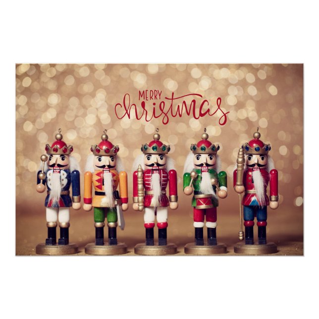 Merry Christmas Colorful Nutcrackers  Poster (Front)