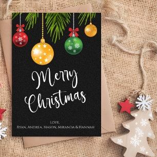 Merry Christmas Colorful Ornaments Holiday Card