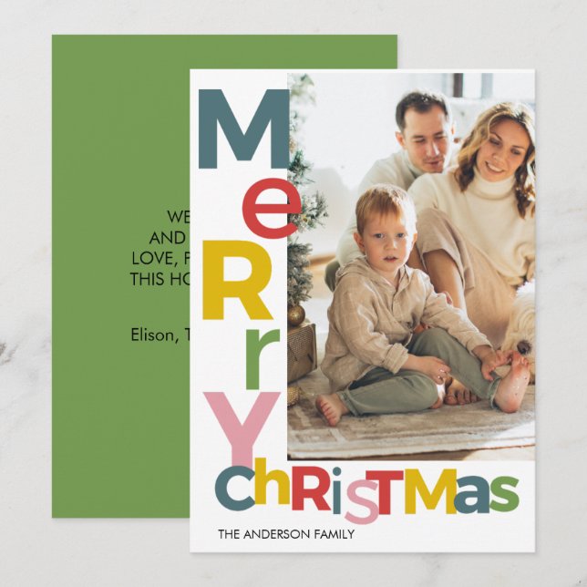 Merry Christmas Colorful Photo Invitation (Front/Back)