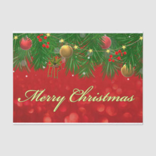 Merry Christmas Colorful Red and Gold Ornaments Tissue Paper