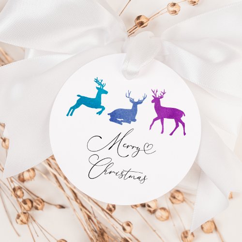 Merry Christmas Colorful Reindeer Favor Tags