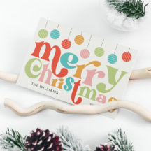 Merry Christmas Colorful Retro Ornaments