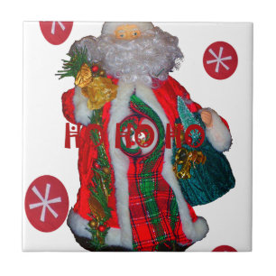 Merry Christmas Colorful Santa Claus Art Print Ceramic Tile
