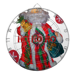 Merry Christmas Colorful Santa Claus Art Print Dartboard With Darts