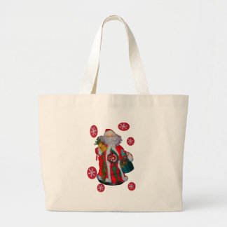 Merry Christmas Colorful Santa Claus Art Print Large Tote Bag
