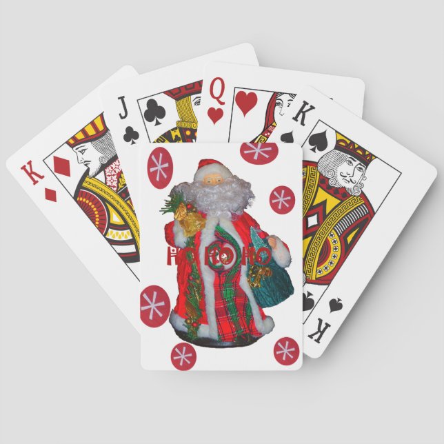 Merry Christmas Colorful Santa Claus Art Print  Poker Cards (Back)