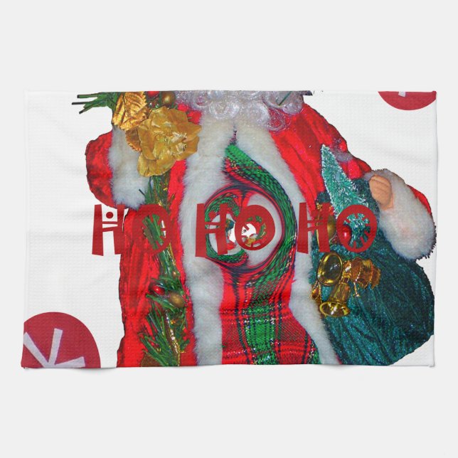 Merry Christmas Colorful Santa Claus Art Print  Towel (Horizontal)