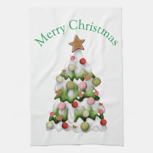 Merry Christmas colorful snow Christmas tree Kitchen Towel