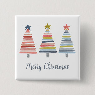 Merry Christmas Colorful Stacked Trees Button
