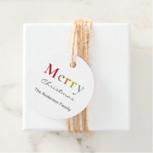 Merry Christmas colorful text family     Favor Tags