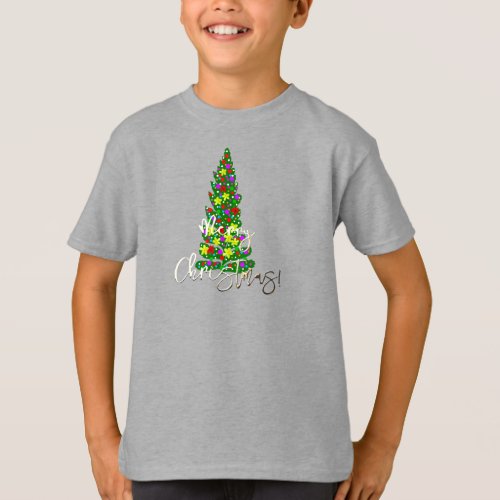 Merry Christmas Colorful Tree for the Holidays T_Shirt