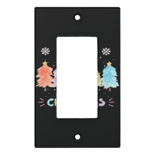 Merry Christmas Colorful Trees Essential Light Switch Cover