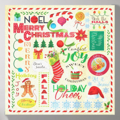 Merry Christmas Colorful Wall Decor Canvas Photo Tile