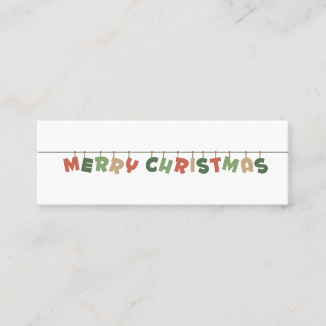 Merry Christmas colorful winter seasonal greeting Mini Business Card (Front)
