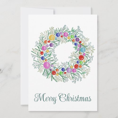 Merry Christmas colorful wreath Holiday Card