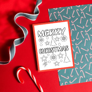 Merry Christmas Coloring Page Activity Cards