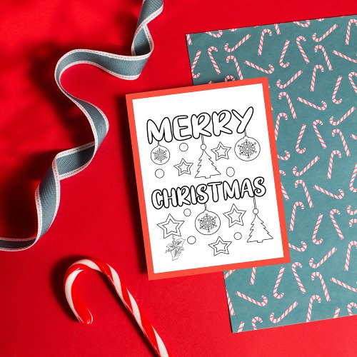 Merry Christmas Coloring Page Activity Cards