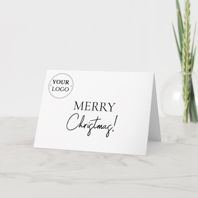 Merry Christmas Company Logo Simple Custom  Holiday Card (Front)
