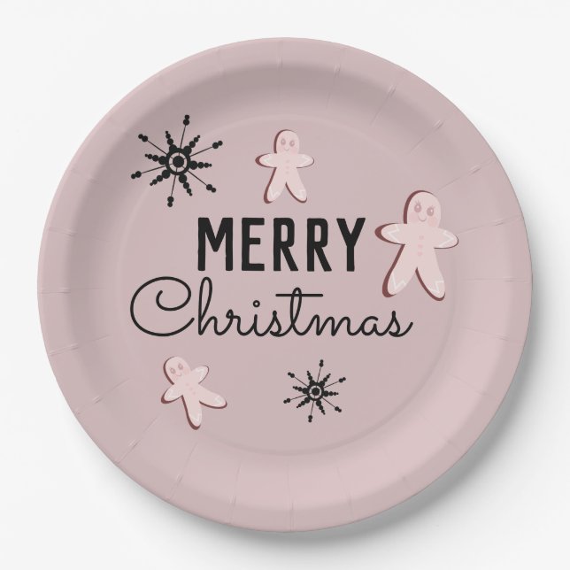 Merry Christmas Cookie Gingerbread  Paper Plates (Front)