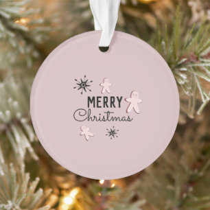 Merry Christmas Cookie Gingerbread Pink  Ornament