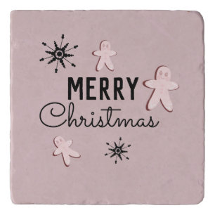 Merry Christmas Cookie Gingerbread Pink  Trivet