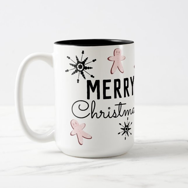 Merry Christmas Cookie Gingerbread  Two-Tone Coffee Mug (Left)