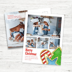 Merry Christmas Cookie Photo Collage Greeting Holiday Postcard