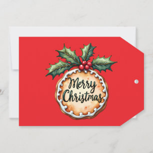 Merry Christmas Cookie with Holly Berries Card