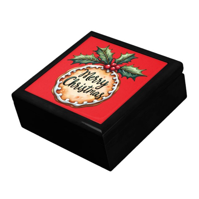 Merry Christmas Cookie with Holly Berries Gift Box (Side)