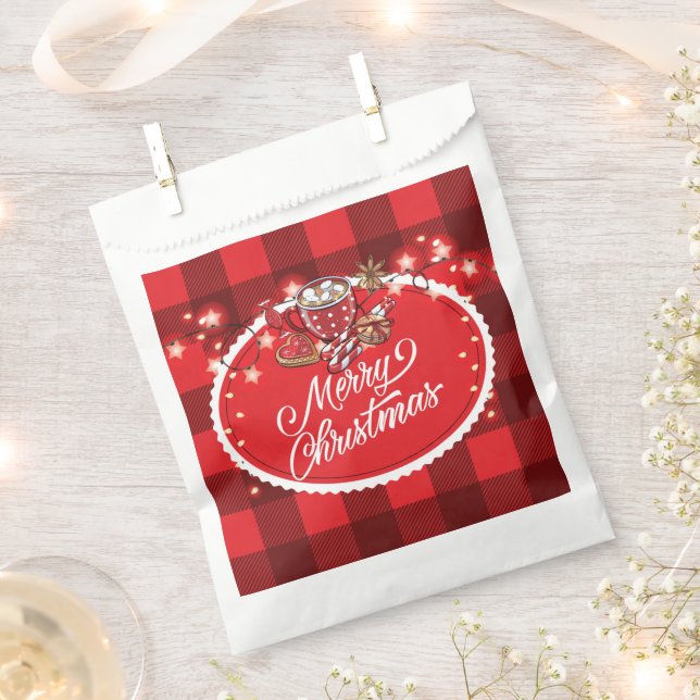 Merry Christmas Cookies and Cocoa Christmas Party Favor Bag (Clipped)