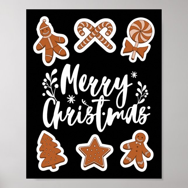 Merry Christmas Cookies Gingerbread Man Tree Bakin Poster (Front)