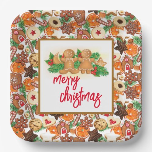 Merry Christmas Cookies Paper Plates
