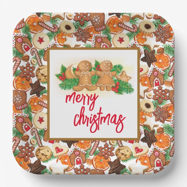 Merry Christmas Cookies Paper Plates (Front)