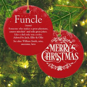 Merry Christmas Cool Funcle Uncle Definition Ceramic Ornament
