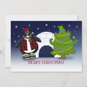 Merry Christmas! Cool Penguin and Igloo Holiday Card