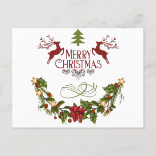 Merry Christmas Cool Trendy Vintage Design Postcard