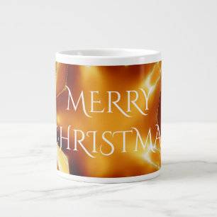 Merry Christmas Copper Gold Shiny Star Large Coffee Mug