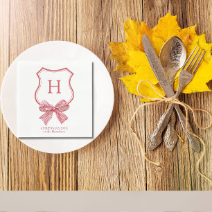 Merry Christmas Coquette Bow Monogram Napkins