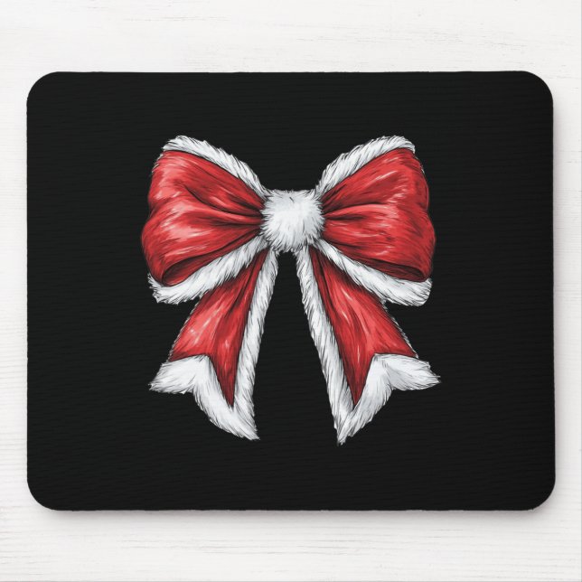 Merry Christmas Coquette Bow Xmas Pajamas Family M Mouse Pad (Front)