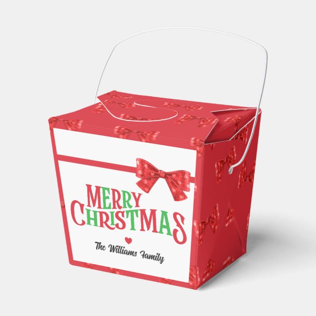 Merry Christmas Coquette Red Bow Favor Boxes (Front Side)