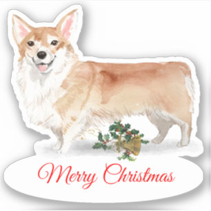 Merry Christmas Corgi Custom-Cut Vinyl Sticker
