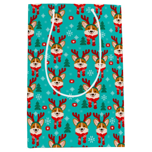 Merry Christmas Corgi Dog Gift Bag (Front)