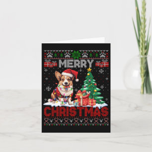 Merry Christmas Corgi Dog Lovers Family Ugly Xmas Card