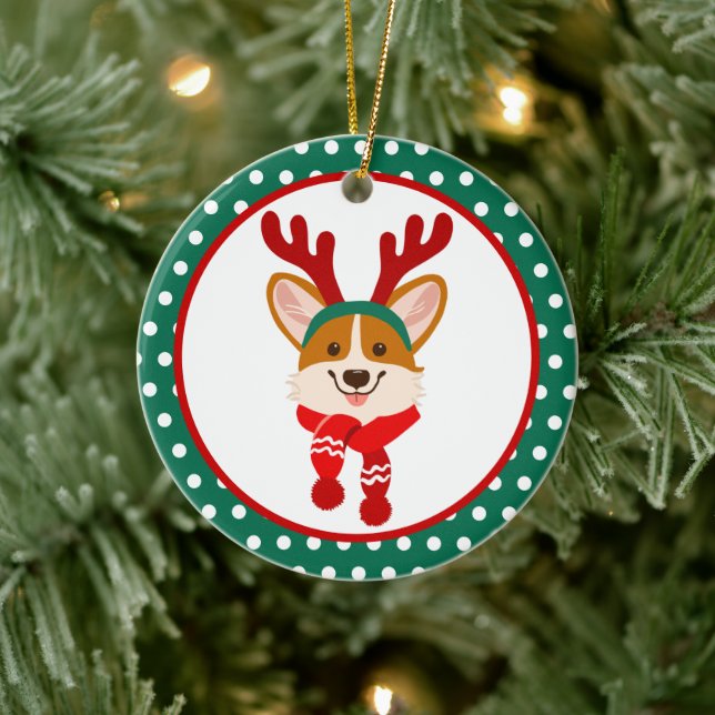 Merry Christmas Corgi Dog Ornament (Tree)