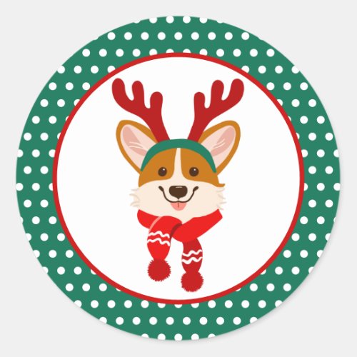 Merry Christmas Corgi Dog Sticker