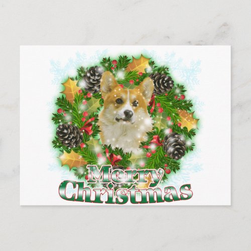 Merry Christmas Corgi Holiday Postcard